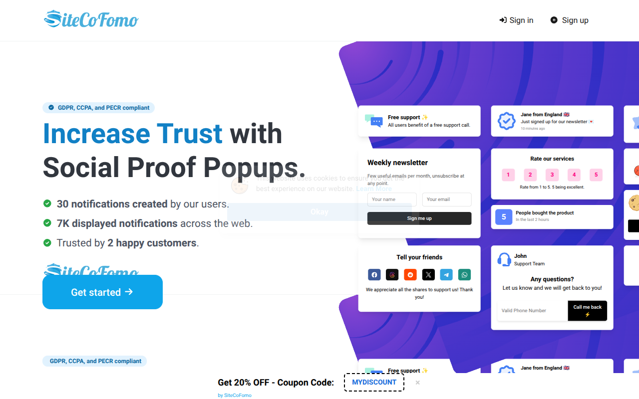 Screenshot of FOMO Social Proof Popups: Build Trust & Drive Conversions